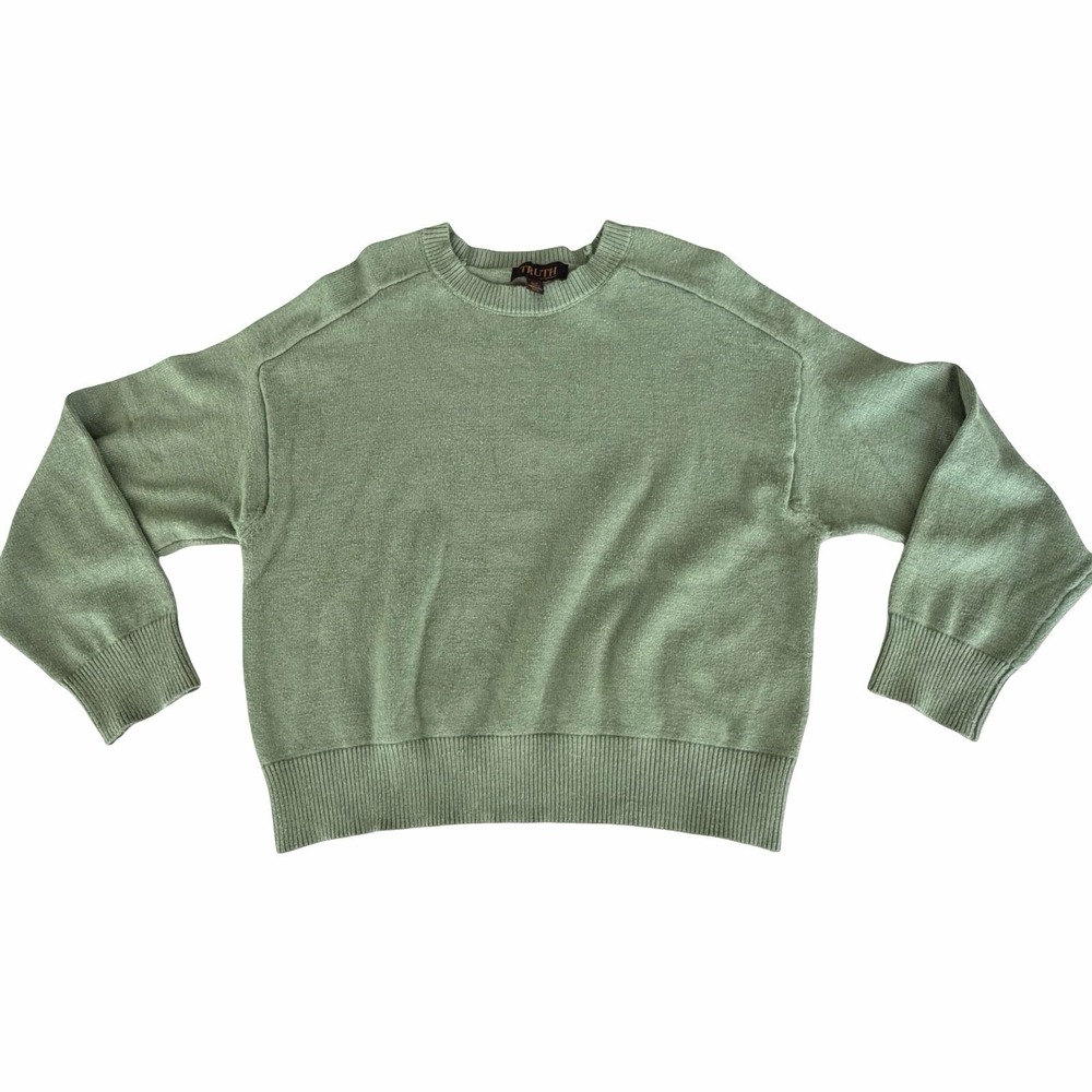 Truth by Republic Olive Green Knit Sweater Sz Large Crew Neck Cozy‎ Soft Preppy